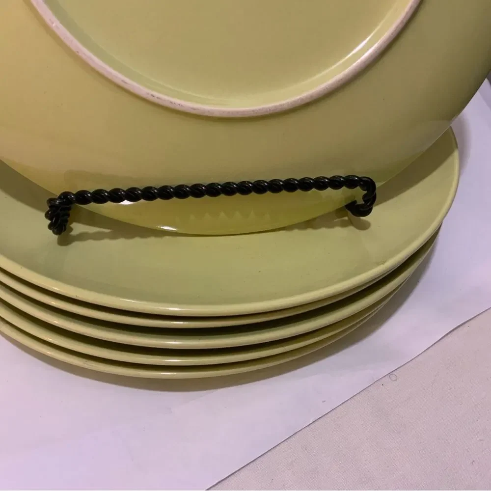 6 IKEA FARGRIK DINNER PLATES CELERY LIME GREEN